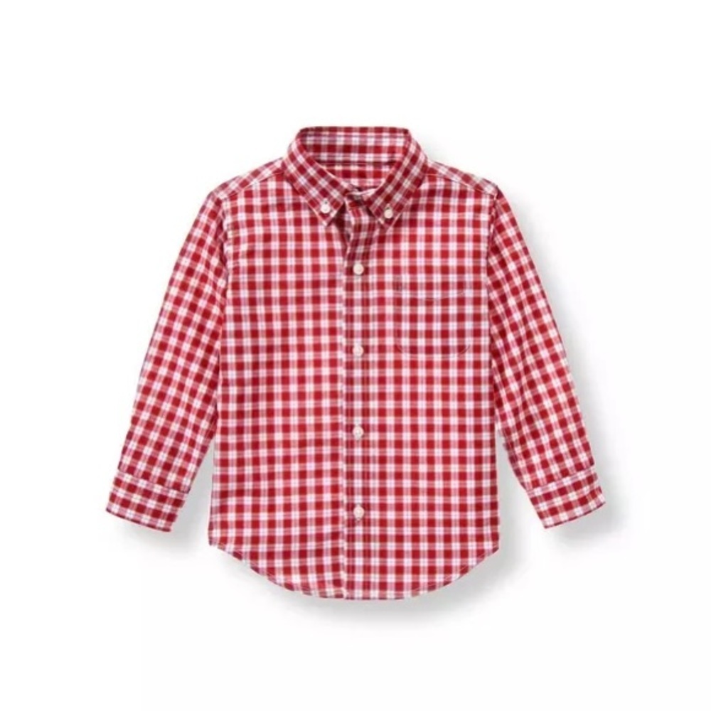 Janie and jack crimson plaid poplin shirt